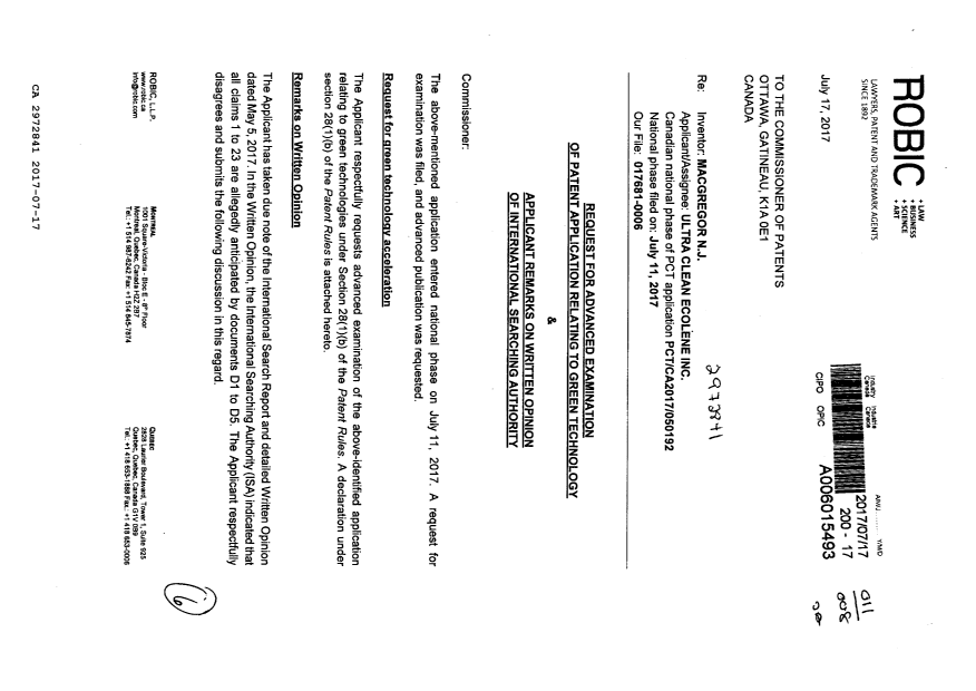 Document de brevet canadien 2972841. Ordonnance spéciale 20170717. Image 1 de 6