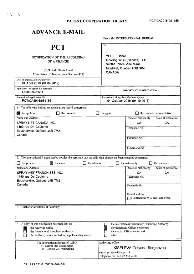 Document de brevet canadien 2976210. Correspondance reliée au PCT 20190606. Image 8 de 8