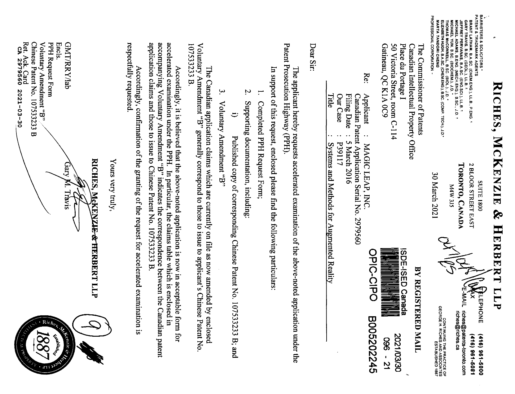 Canadian Patent Document 2979560. Amendment 20210330. Image 1 of 9