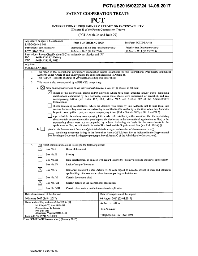 Document de brevet canadien 2979811. Rapport d'examen préliminaire international 20170915. Image 1 de 14