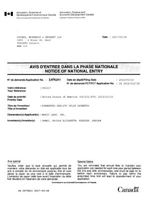 Document de brevet canadien 2979811. Rapport d'examen préliminaire international 20170928. Image 1 de 2