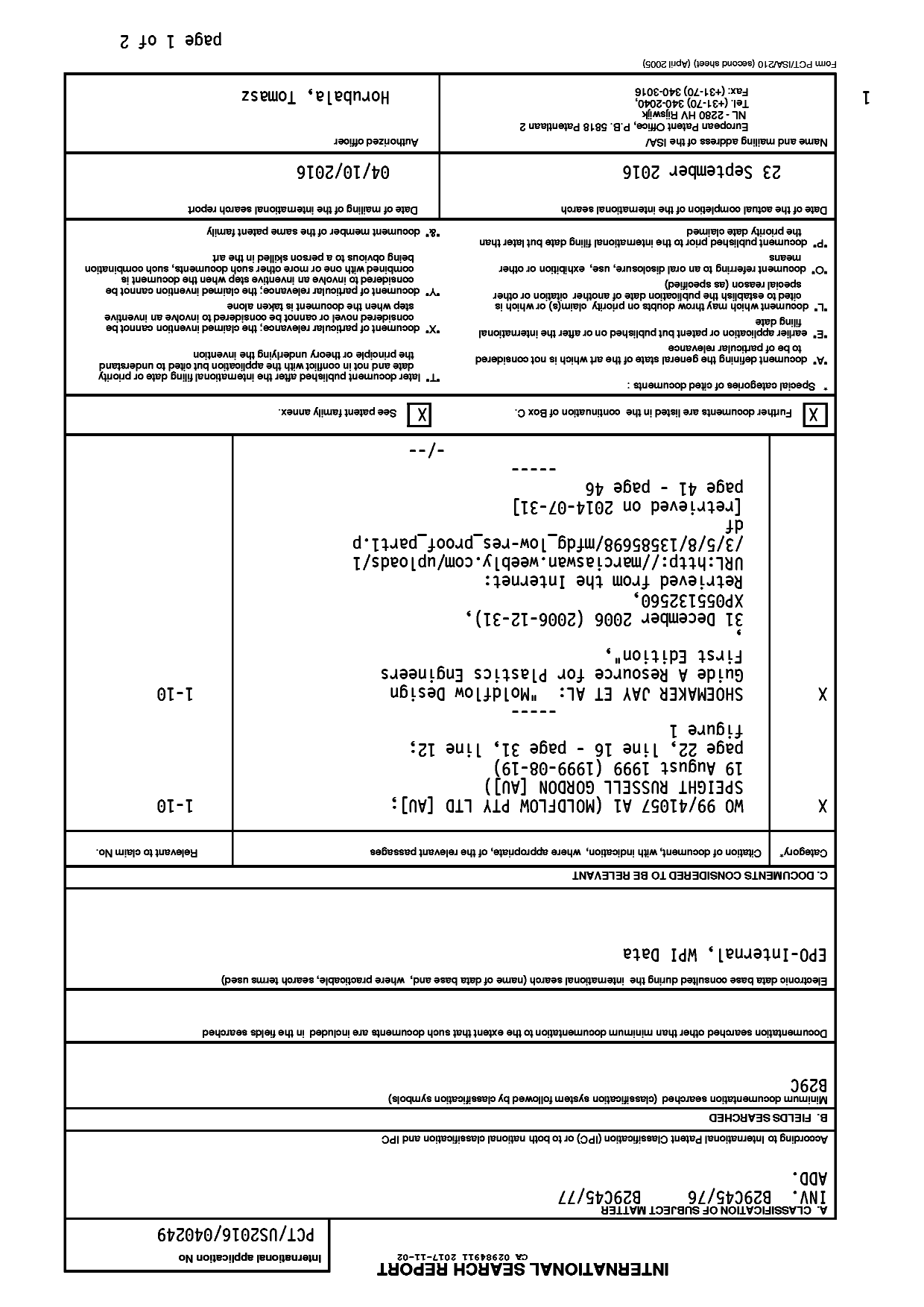 Document de brevet canadien 2984911. Rapport de recherche internationale 20161202. Image 1 de 3