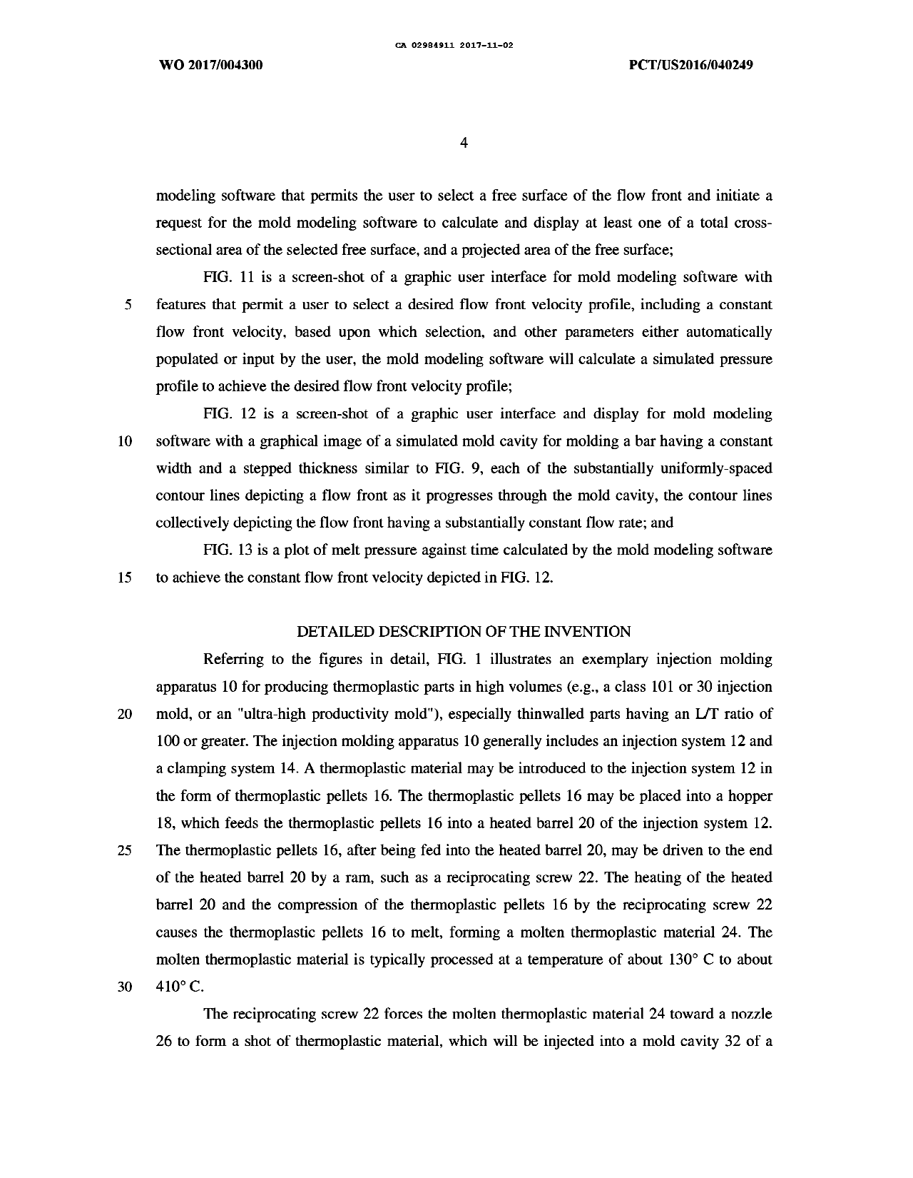 Document de brevet canadien 2984911. Description 20181215. Image 4 de 13