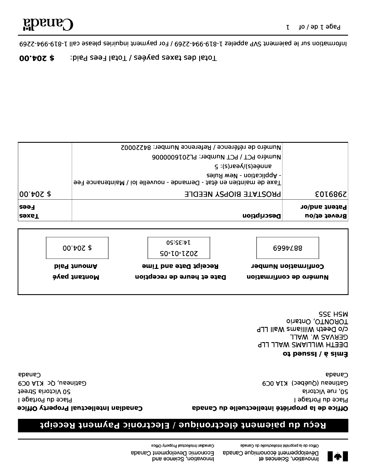 Canadian Patent Document 2989103. Maintenance Fee Payment 20210105. Image 1 of 1
