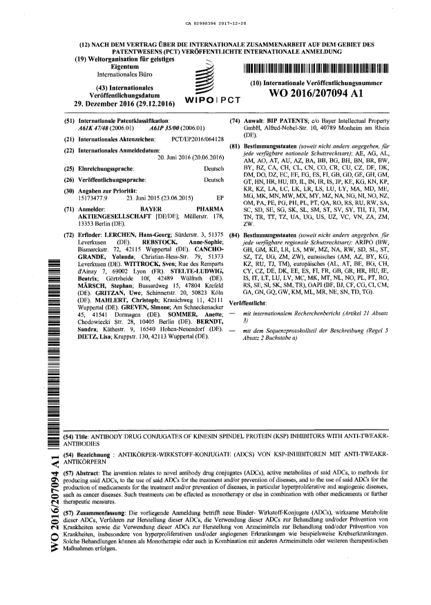 Document de brevet canadien 2990394. Traité de coopération en matière de brevets (PCT) 20171220. Image 4 de 4