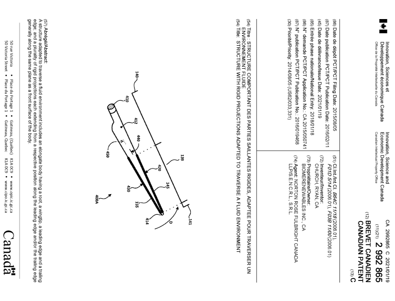 Canadian Patent Document 2992865. Cover Page 20201230. Image 1 of 1