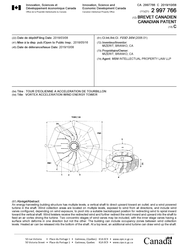 Document de brevet canadien 2997766. Page couverture 20190913. Image 1 de 1