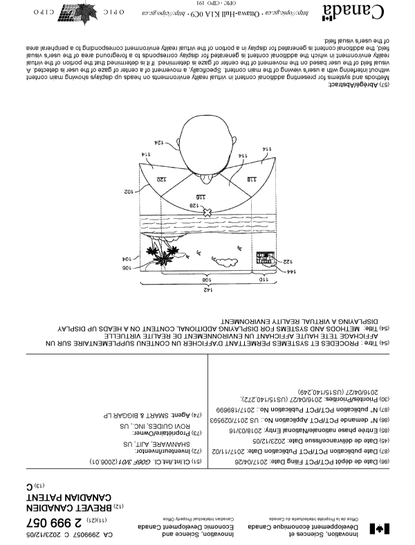 Canadian Patent Document 2999057. Cover Page 20231106. Image 1 of 1