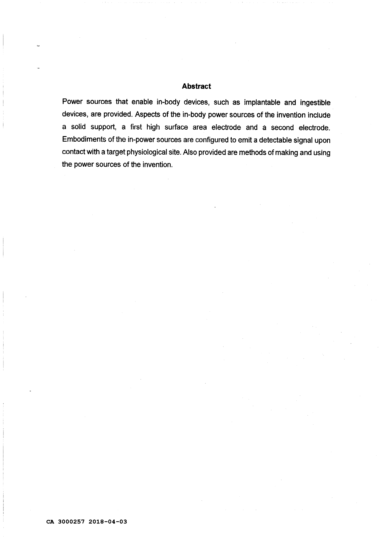 Document de brevet canadien 3000257. Abrégé 20180403. Image 1 de 1