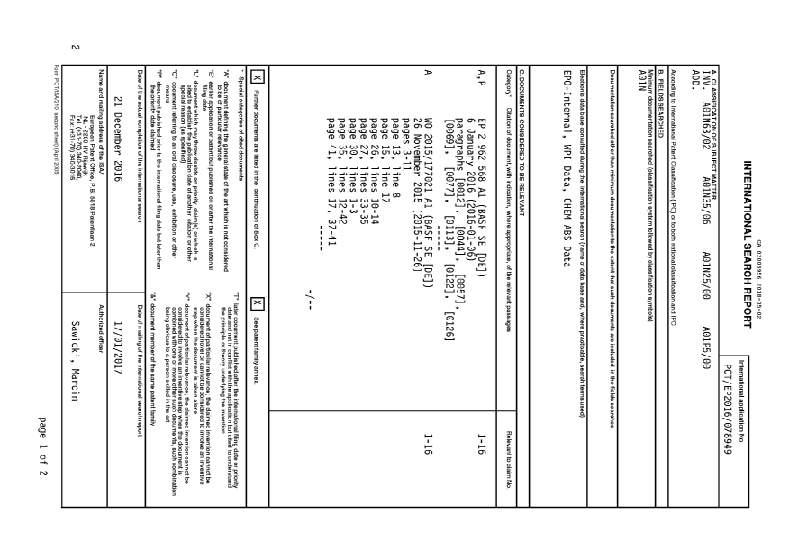 Document de brevet canadien 3003956. Rapport de recherche internationale 20180502. Image 1 de 3