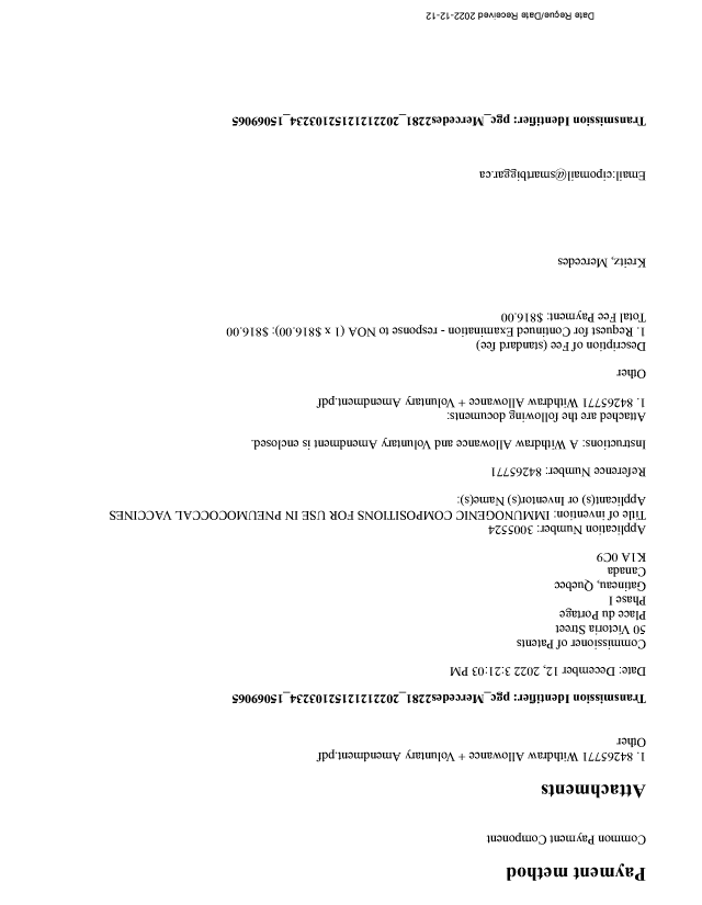 Document de brevet canadien 3005524. Modification 20221212. Image 2 de 16
