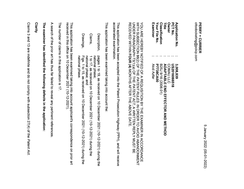 Document de brevet canadien 3008839. Demande d'examen 20220105. Image 1 de 4
