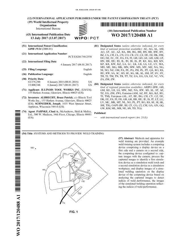 Document de brevet canadien 3011154. Abrégé 20180706. Image 1 de 1