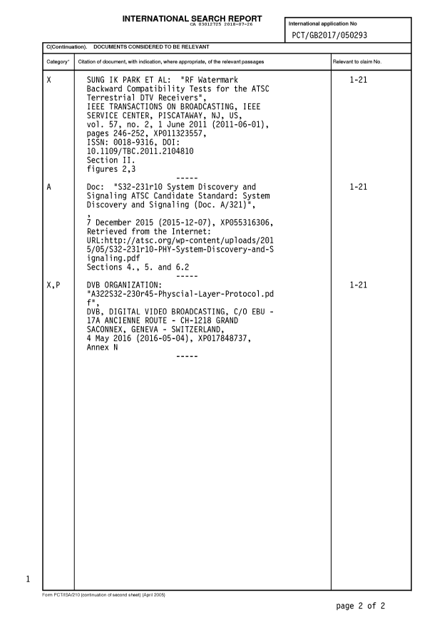Document de brevet canadien 3012725. Rapport de recherche internationale 20180726. Image 2 de 3