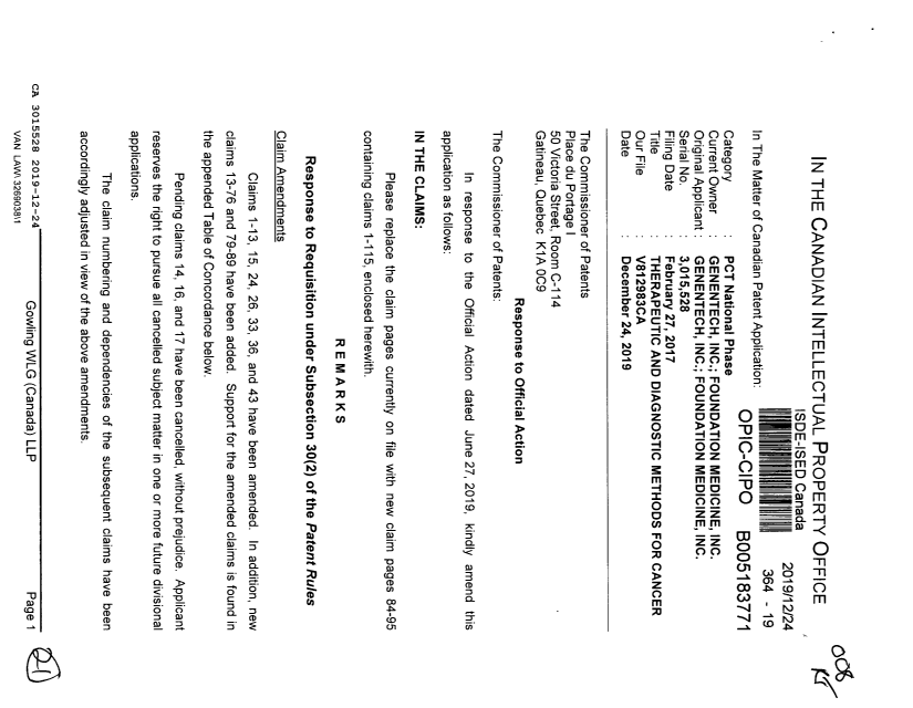 Document de brevet canadien 3015528. Modification 20191224. Image 1 de 21