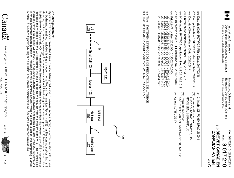 Document de brevet canadien 3017210. Page couverture 20240116. Image 1 de 1