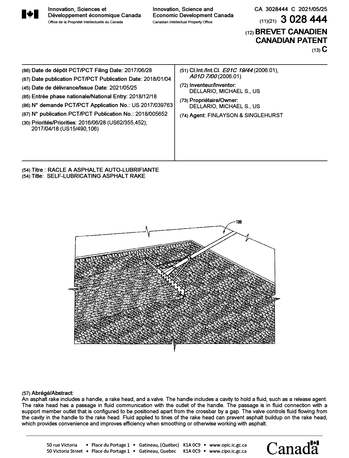 Document de brevet canadien 3028444. Page couverture 20210430. Image 1 de 1