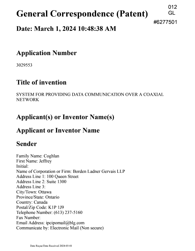 Canadian Patent Document 3029553. Final Fee 20240301. Image 1 of 3