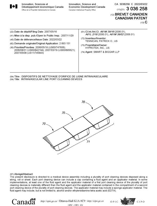 Document de brevet canadien 3036258. Page couverture 20220223. Image 1 de 1