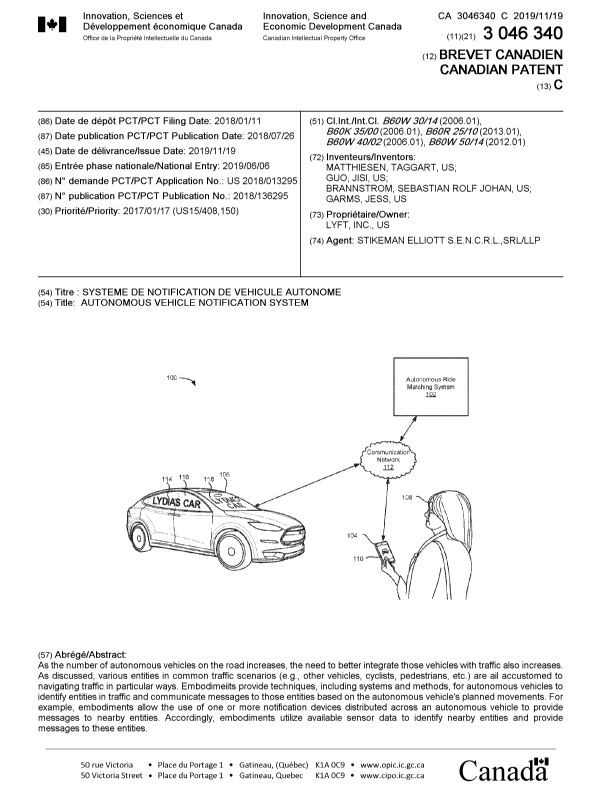 Document de brevet canadien 3046340. Page couverture 20191023. Image 1 de 1