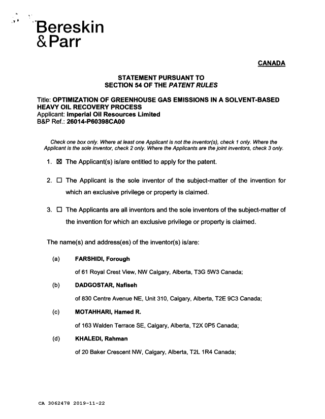 Canadian Patent Document 3062478. New Application 20191122. Image 5 of 5