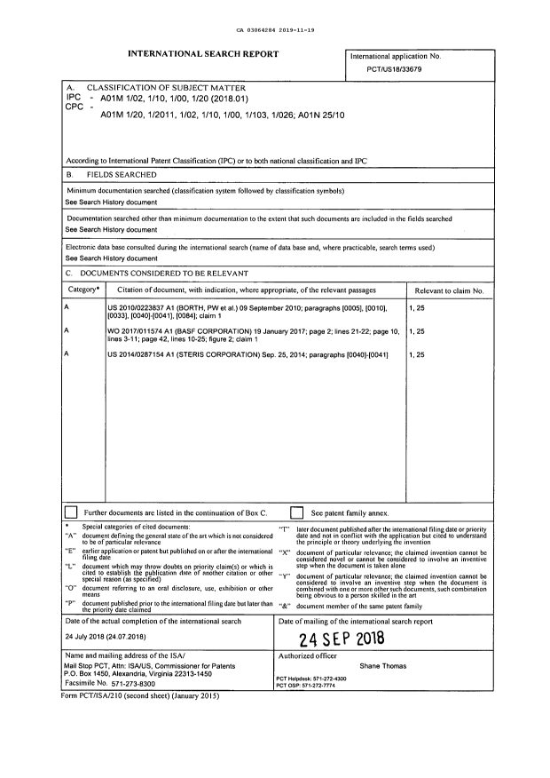 Document de brevet canadien 3064284. Rapport de recherche internationale 20191119. Image 1 de 3
