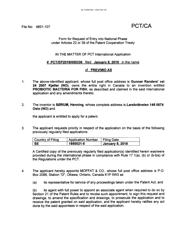 Document de brevet canadien 3087441. Demande d'entrée en phase nationale 20200630. Image 2 de 3