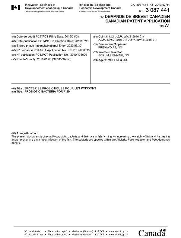 Canadian Patent Document 3087441. Cover Page 20200903. Image 1 of 1