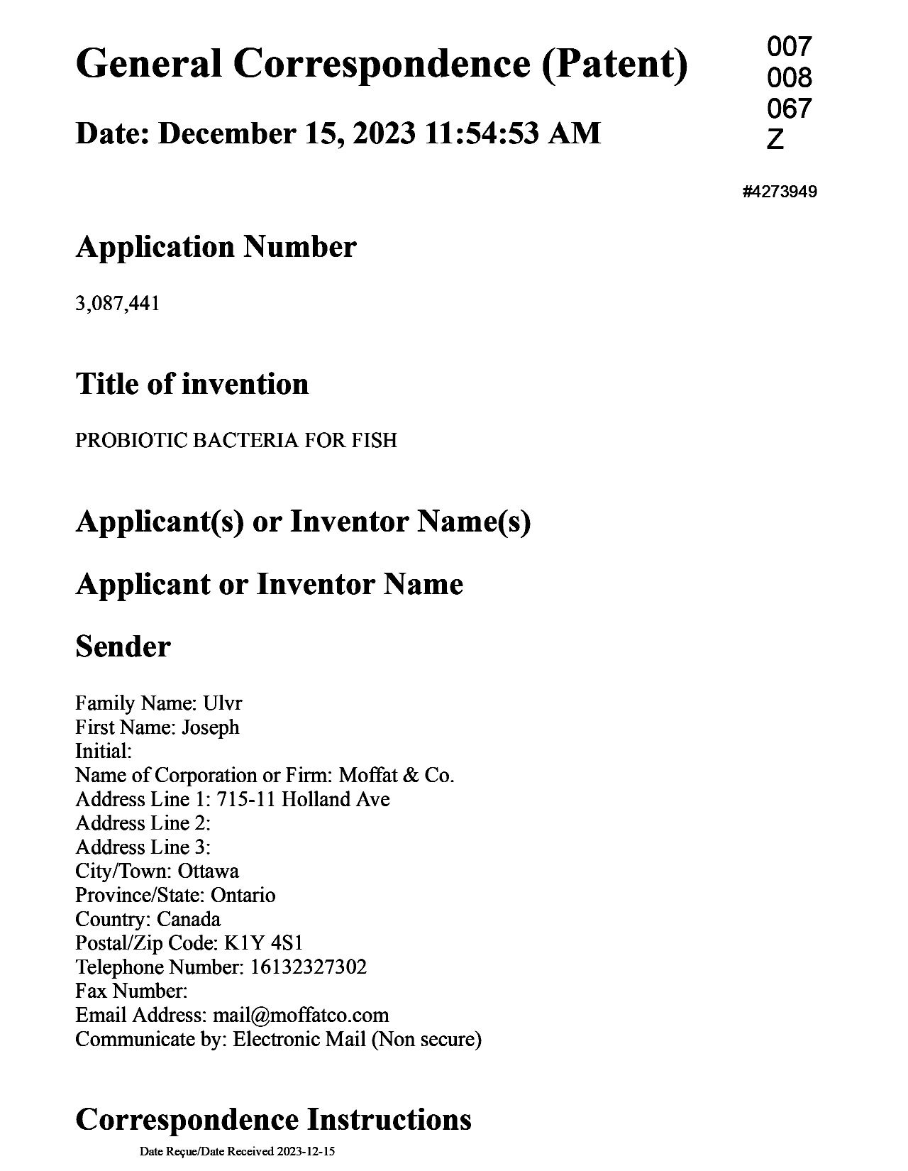 Document de brevet canadien 3087441. Modification 20231215. Image 1 de 10