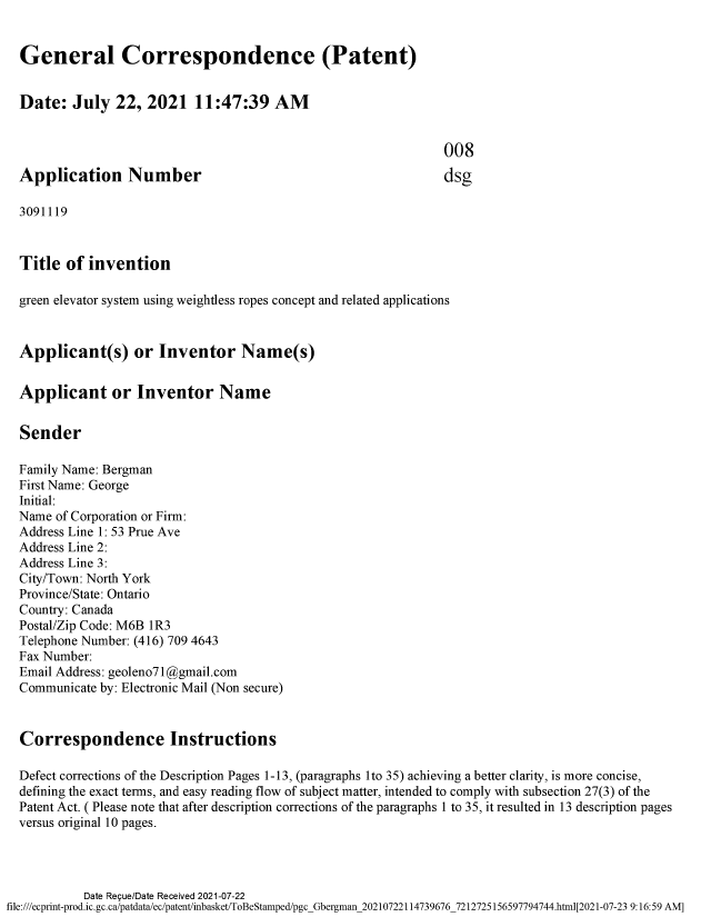 Document de brevet canadien 3091119. Modification 20210722. Image 1 de 17