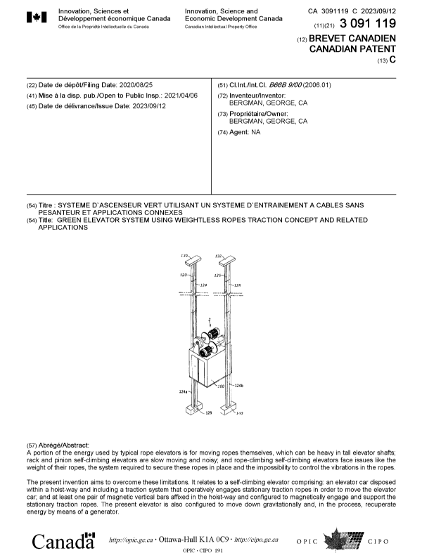 Document de brevet canadien 3091119. Page couverture 20230829. Image 1 de 1