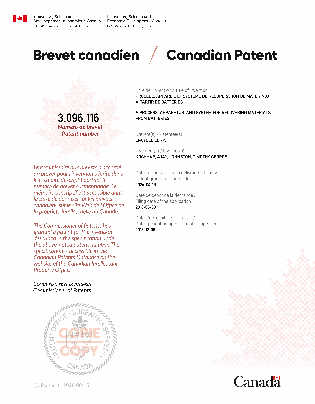 Canadian Patent Document 3096116. Electronic Grant Certificate 20240416. Image 1 of 1