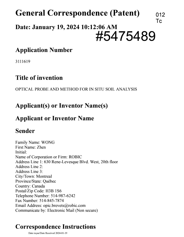 Document de brevet canadien 3111619. Taxe finale 20240119. Image 1 de 4