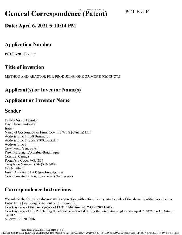 Document de brevet canadien 3115358. Demande d'entrée en phase nationale 20210406. Image 1 de 6