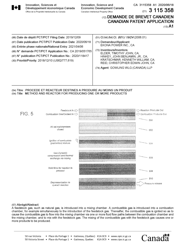 Document de brevet canadien 3115358. Page couverture 20210428. Image 1 de 1