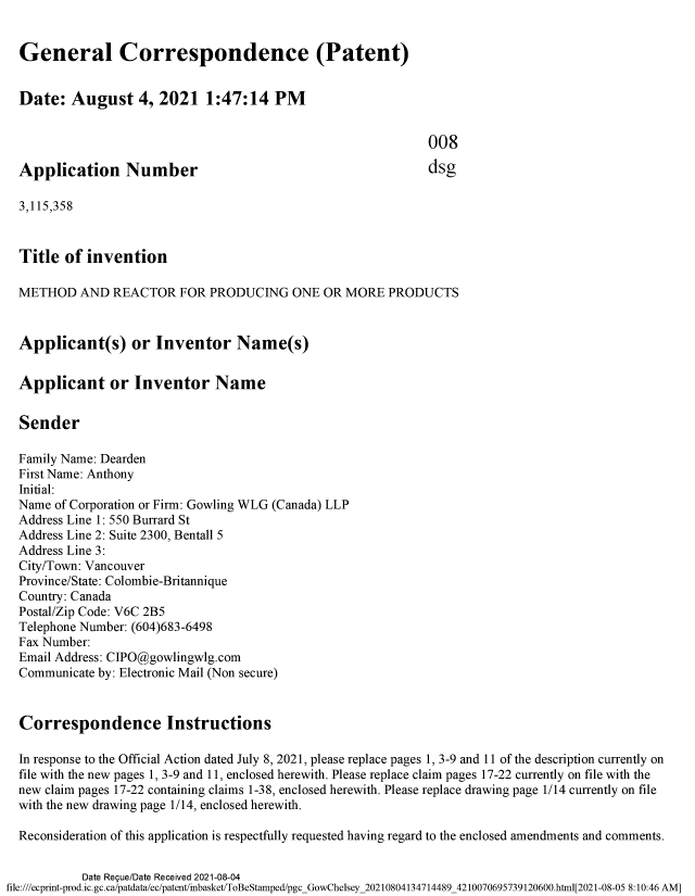 Document de brevet canadien 3115358. Modification 20210804. Image 1 de 30