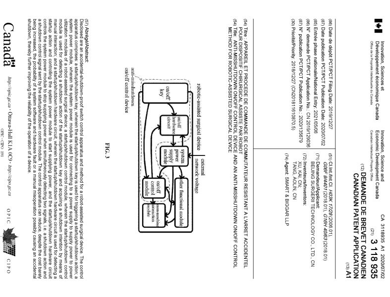 Document de brevet canadien 3118935. Page couverture 20210614. Image 1 de 1