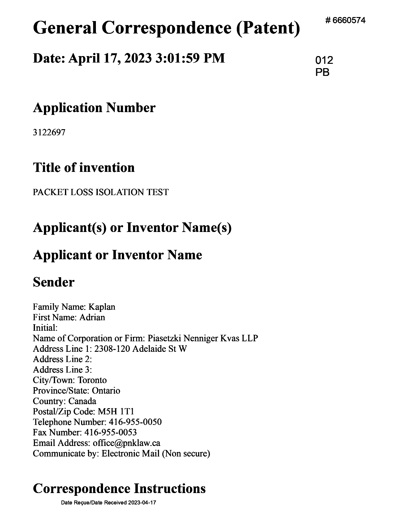 Document de brevet canadien 3122697. Taxe finale 20230417. Image 1 de 3