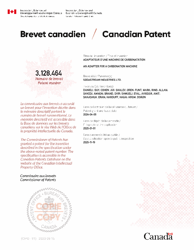Document de brevet canadien 3128464. Certificat électronique d'octroi 20240409. Image 1 de 1