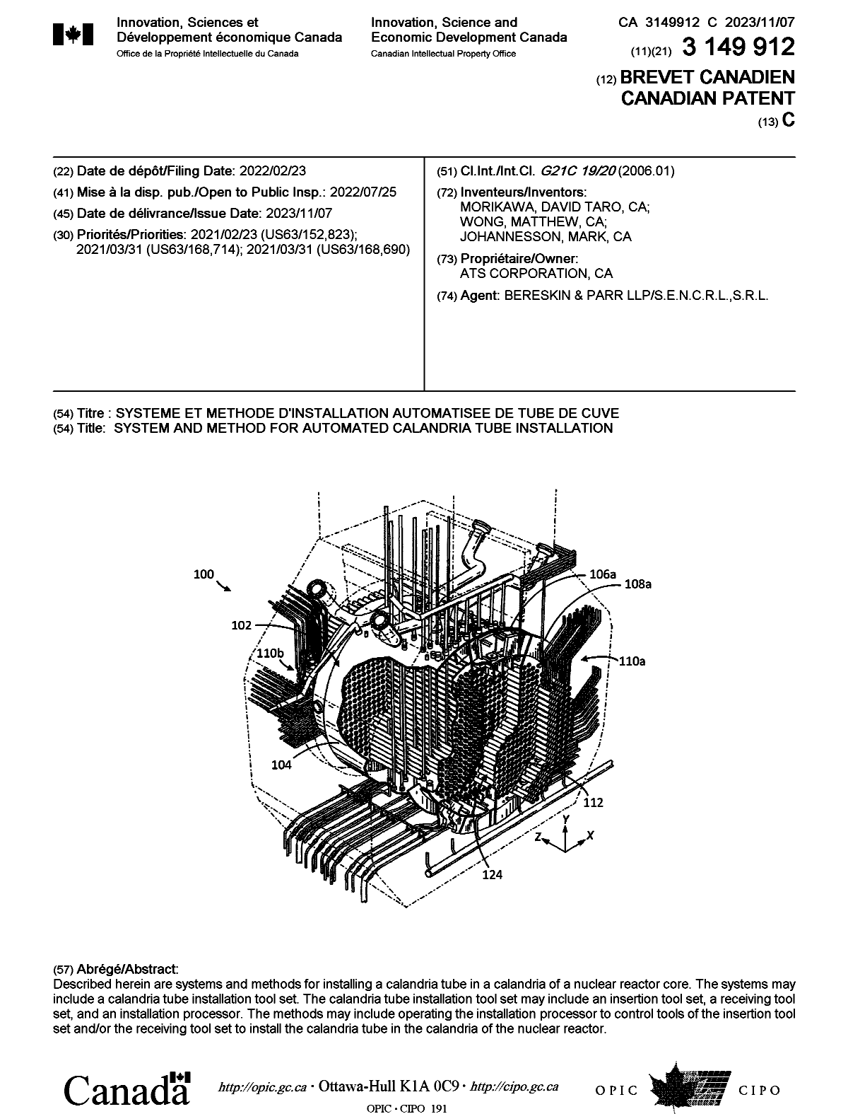 Canadian Patent Document 3149912. Cover Page 20231019. Image 1 of 1