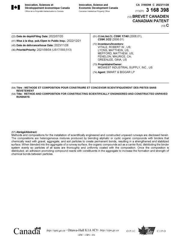 Document de brevet canadien 3168398. Page couverture 20231027. Image 1 de 1