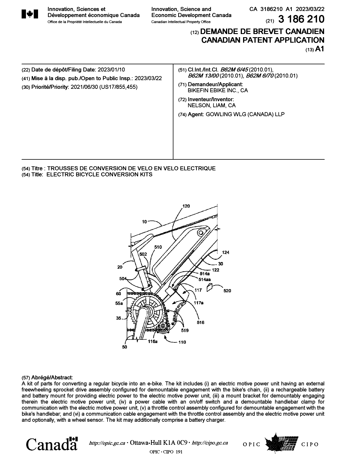 Canadian Patent Document 3186210. Cover Page 20230516. Image 1 of 1