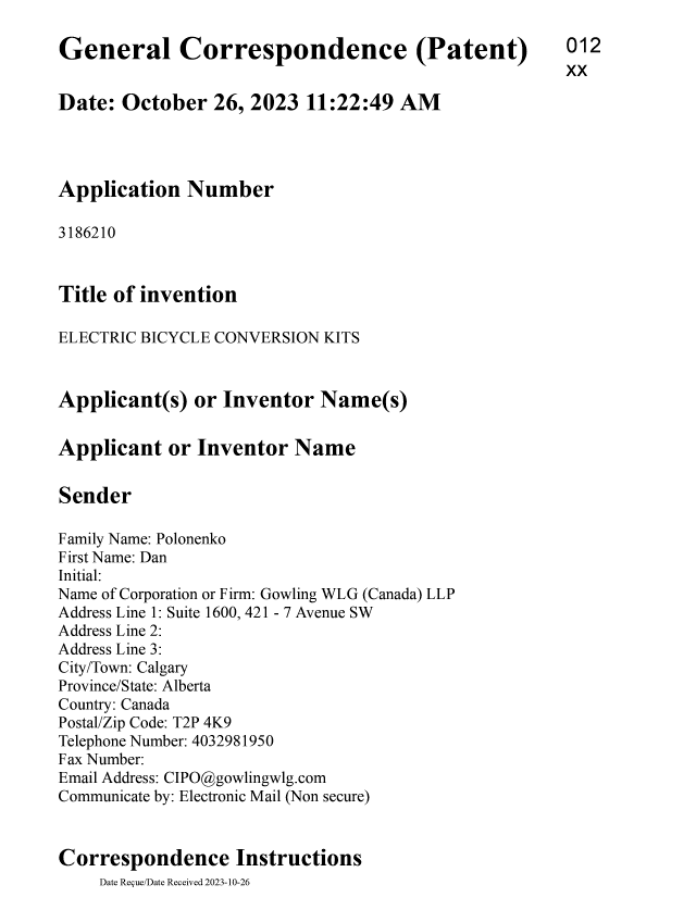 Document de brevet canadien 3186210. Remboursement 20231026. Image 1 de 4
