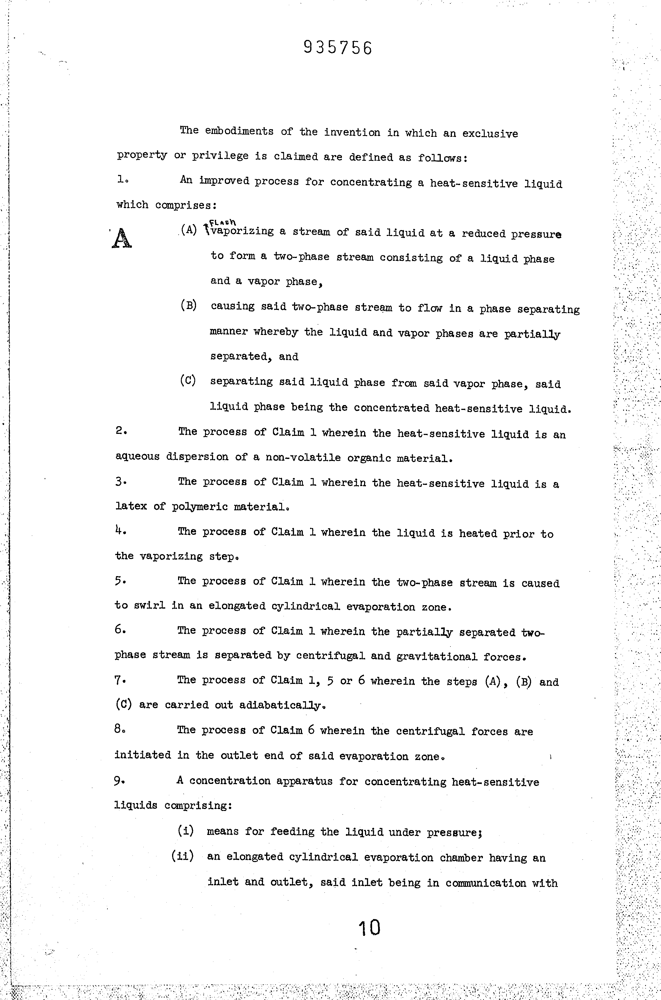 Canadian Patent Document 935756. Claims 19940818. Image 1 of 2