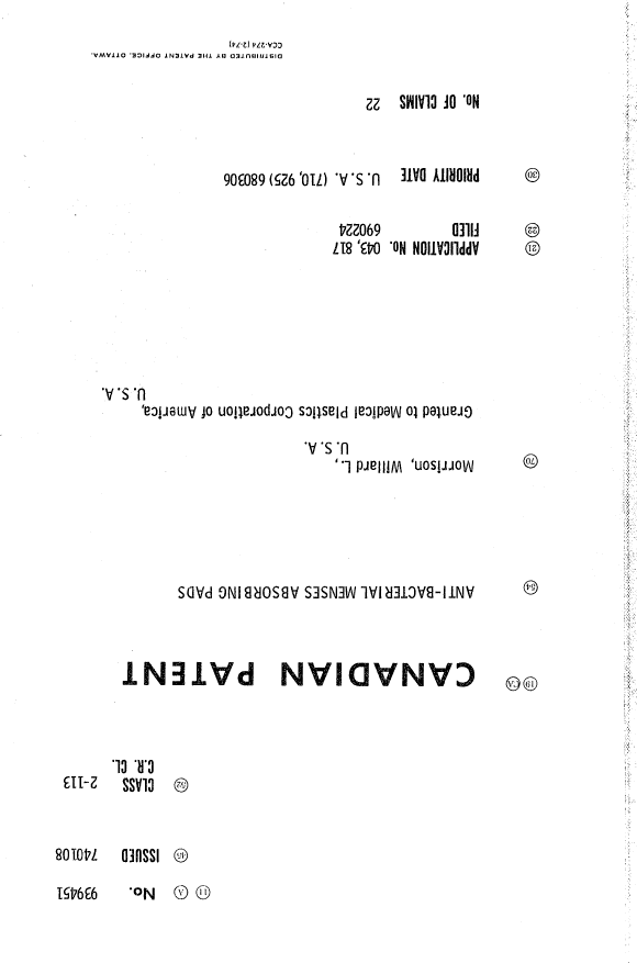 Document de brevet canadien 939451. Page couverture 19940714. Image 1 de 1