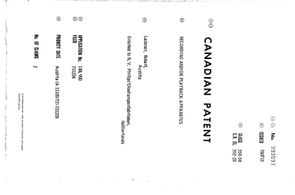 Document de brevet canadien 993097. Page couverture 19931218. Image 1 de 1