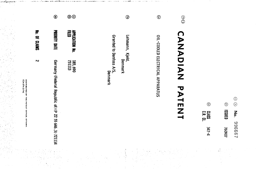 Document de brevet canadien 996667. Page couverture 19940620. Image 1 de 1